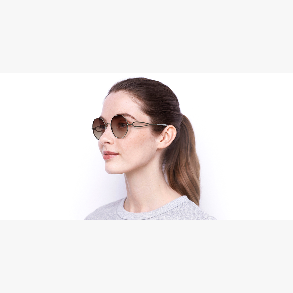 Lunettes de soleil femme DORIA dorée/blanc - Vue de face