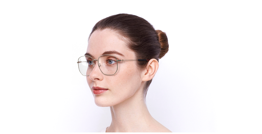LUNETTES DE VUE femme GG0396O doré/doré - vue de 3/4