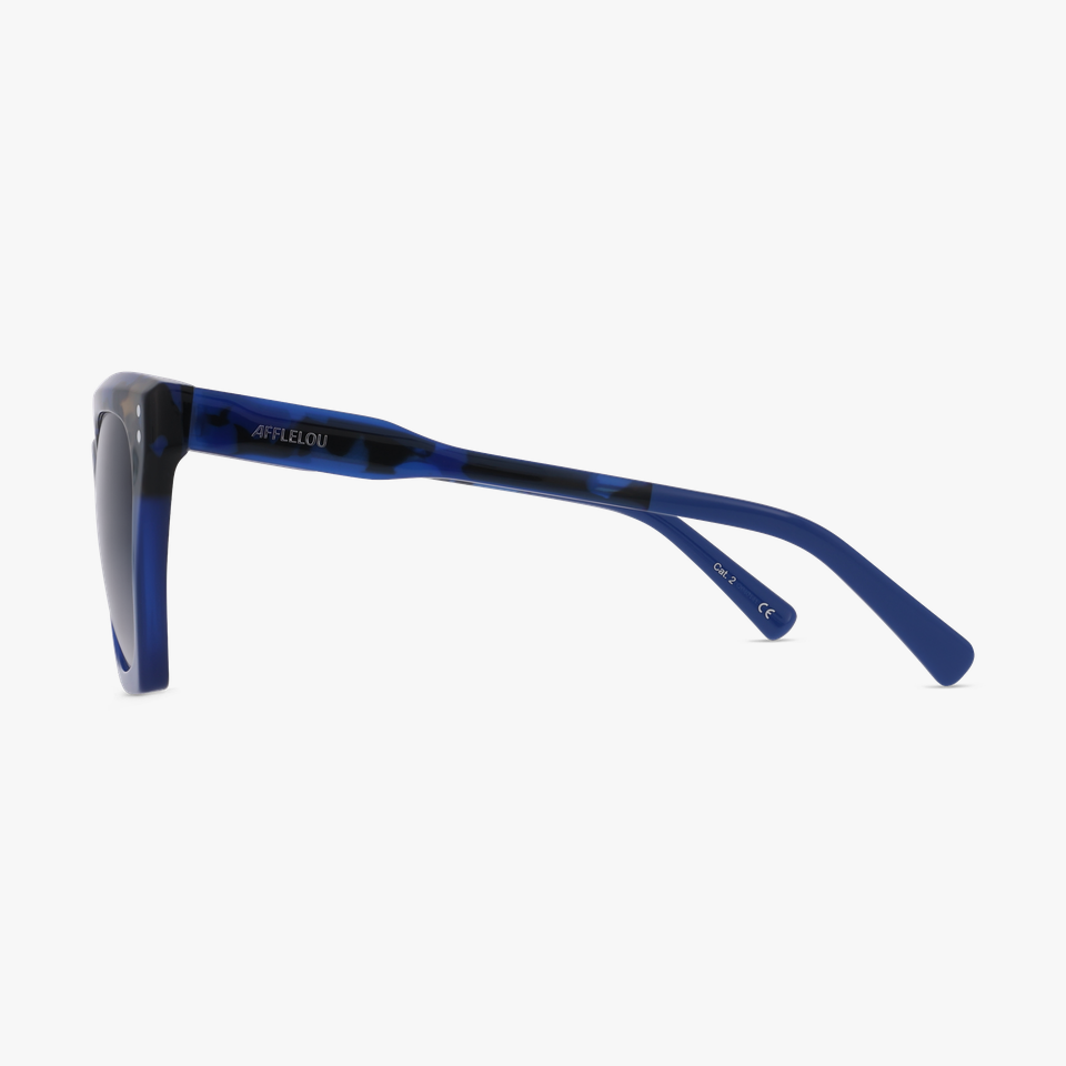 Lunettes de soleil femme ELEGANTE écaille bleu - Vue de face
