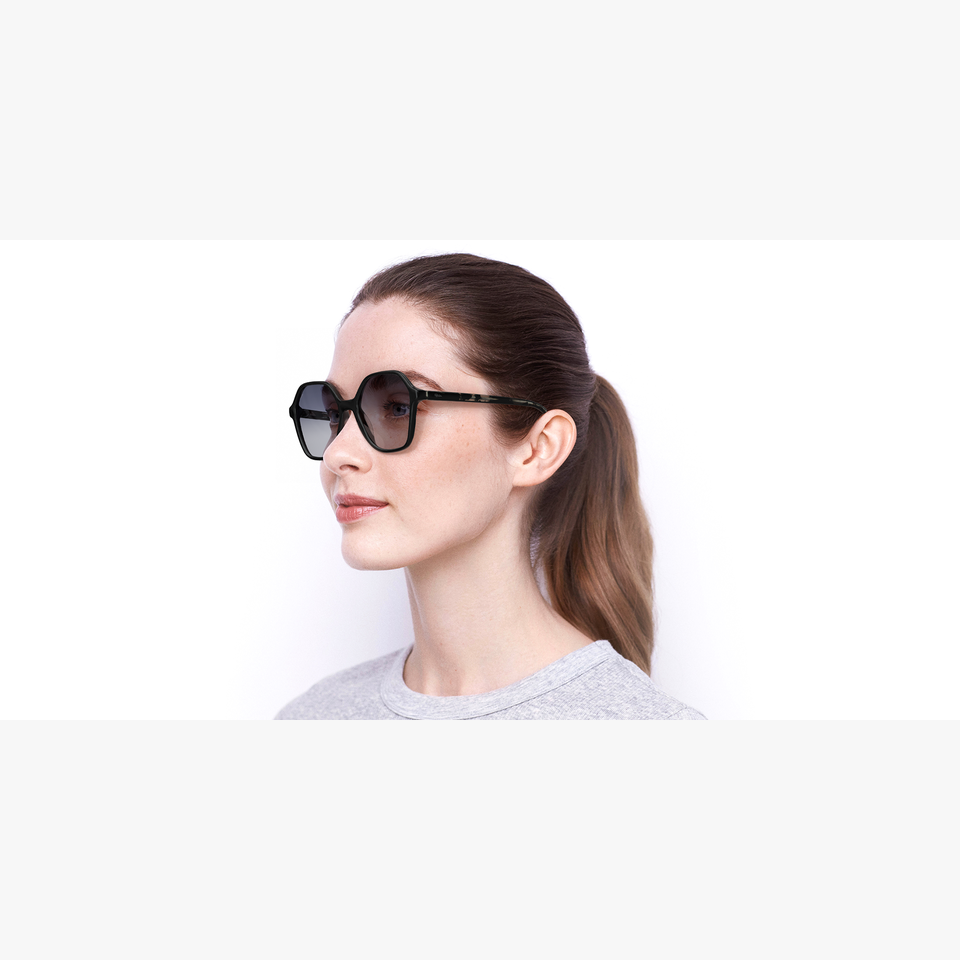Lunettes de soleil femme AVA noir/écaille - Vue de 3/4