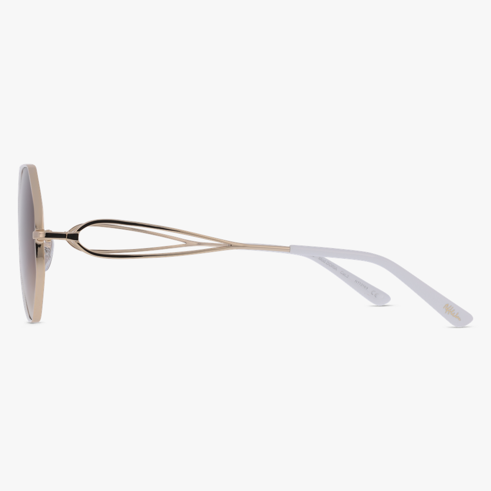 Lunettes de soleil femme DORIA dorée/blanc - Vue de face