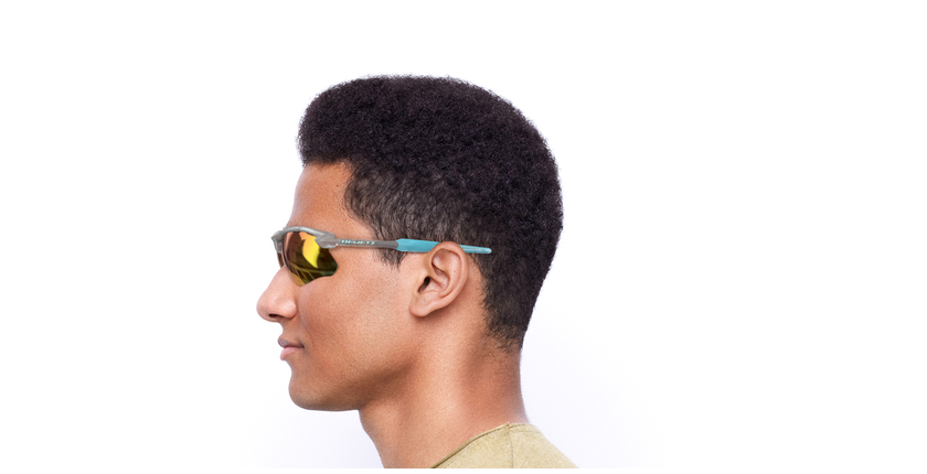 LUNETTES DE SOLEIL homme Rog gris/turquoise - Vue de côté