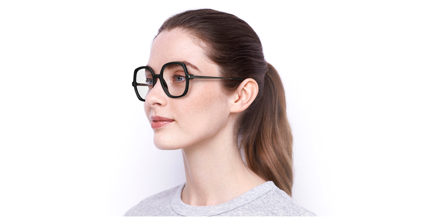 Lunettes de vue femme MILA noir/noir brillant - Vue de face