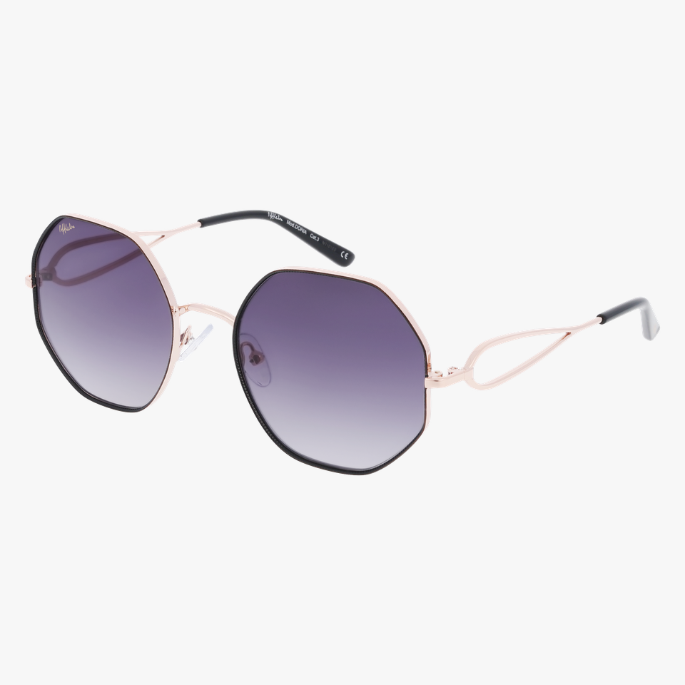 Lunettes de soleil femme DORIA dorée/noir - Vue de face