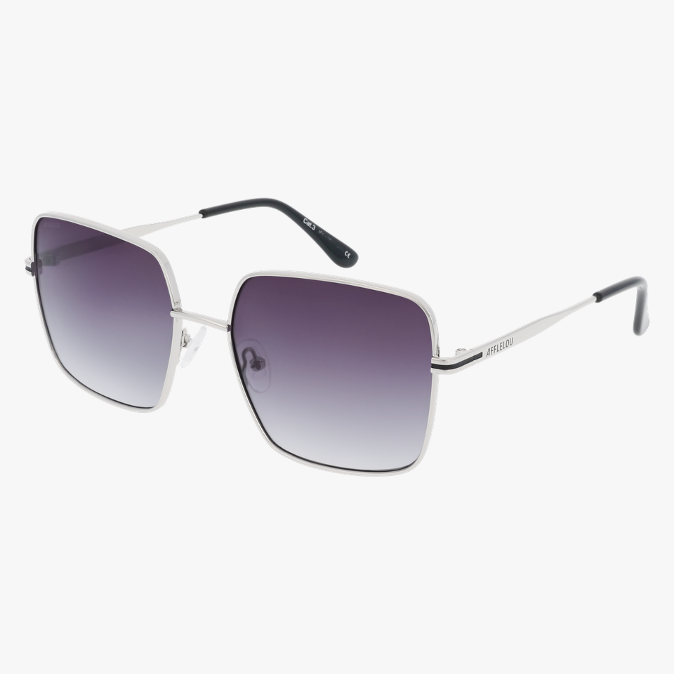 Lunettes de soleil femme ESTELA argenté/noir - Vue de face