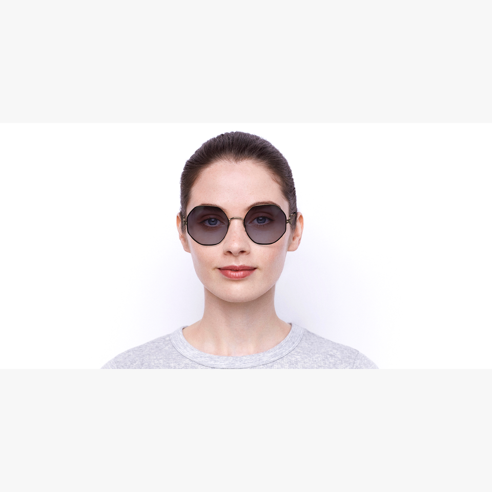 Lunettes de soleil femme DORIA dorée/noir - Vue de face
