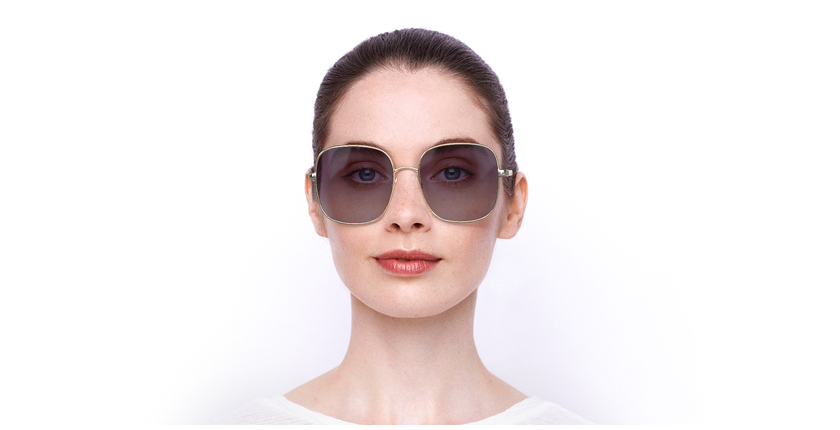 LUNETTES DE SOLEIL femme LO159S doré/bleu - Vue de face