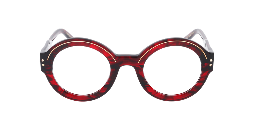 Lunettes de vue femme CARACTERES FIL D'OR PERSPICACE rouge - Vue de face
