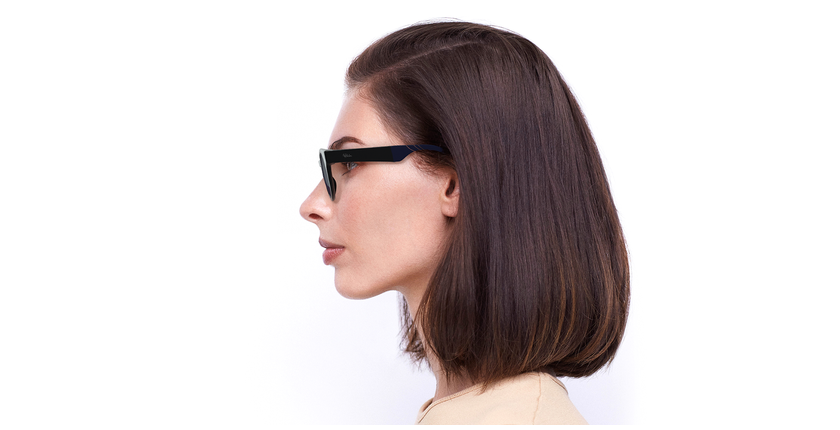 LUNETTES DE SOLEIL femme SLALOM noir/bleu - Vue de côté
