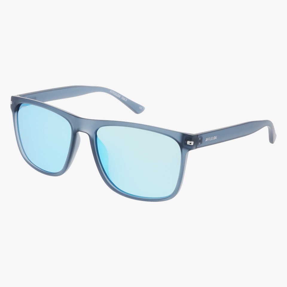 Lunettes de soleil homme MAURO bleu/bleu foncé mat - Vue de face