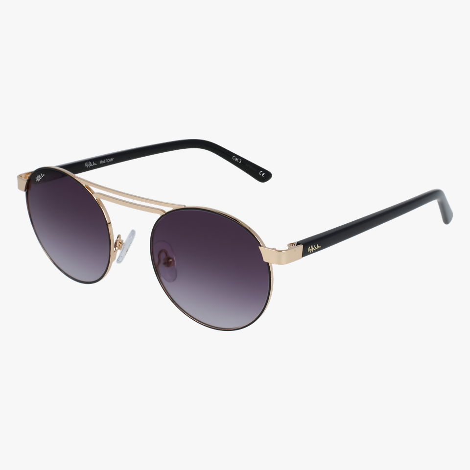 Lunettes de soleil femme ROMY noir/dorée - Vue de face