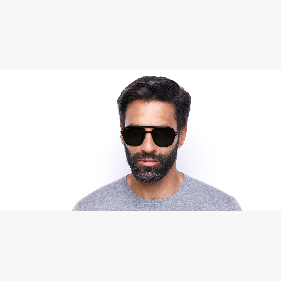 Lunettes de soleil homme IKER écaille/dorée - Vue de face