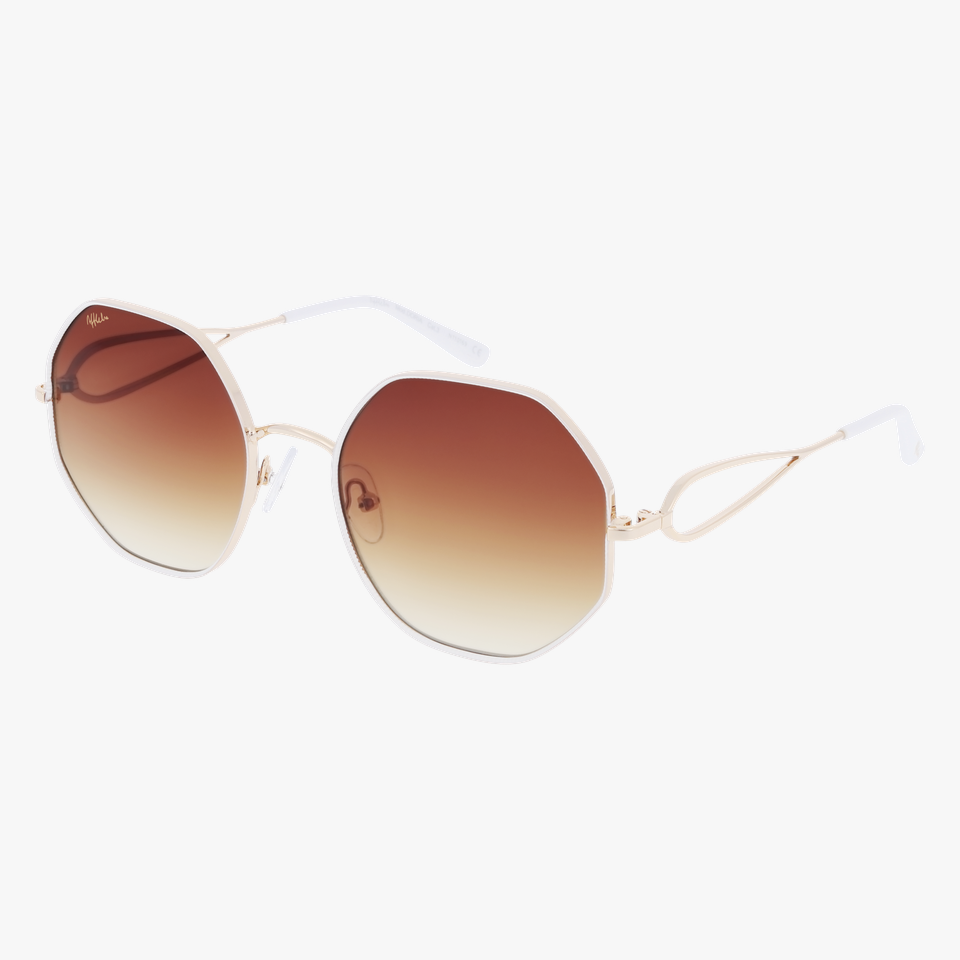 Lunettes de soleil femme DORIA dorée/blanc - Vue de face