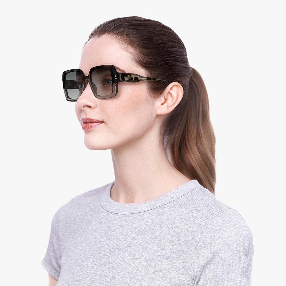 Lunettes de soleil femme PRECIEUSE vert/écaille - Vue de face