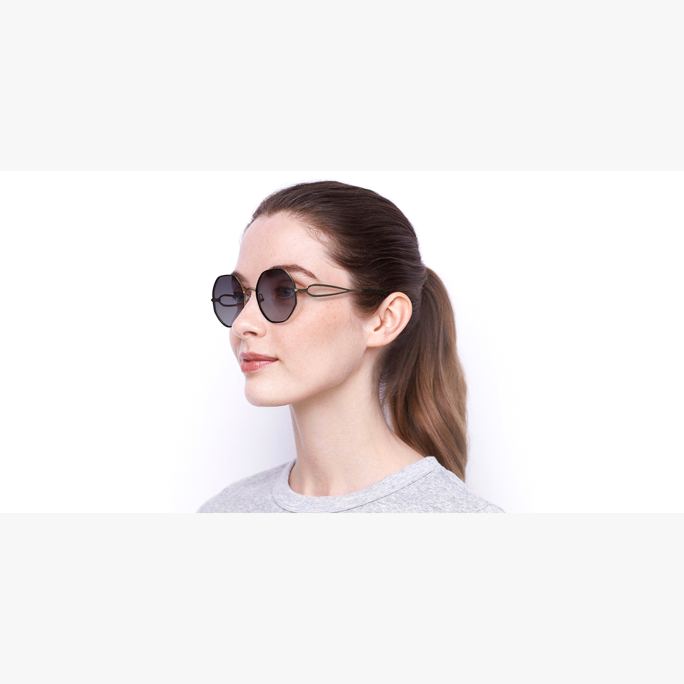 Lunettes de soleil femme DORIA dorée/noir - Vue de face